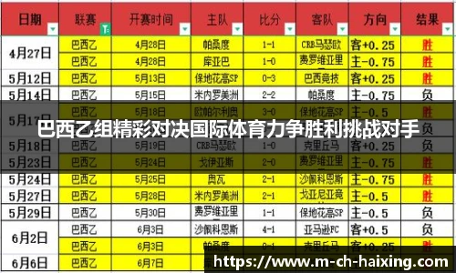巴西乙组精彩对决国际体育力争胜利挑战对手