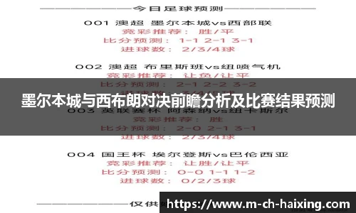 墨尔本城与西布朗对决前瞻分析及比赛结果预测